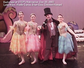 The artist backstage at the UTEP Nutcracker 2003