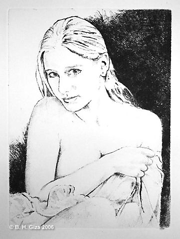 B P 2 (intaglio drypoint portrait)